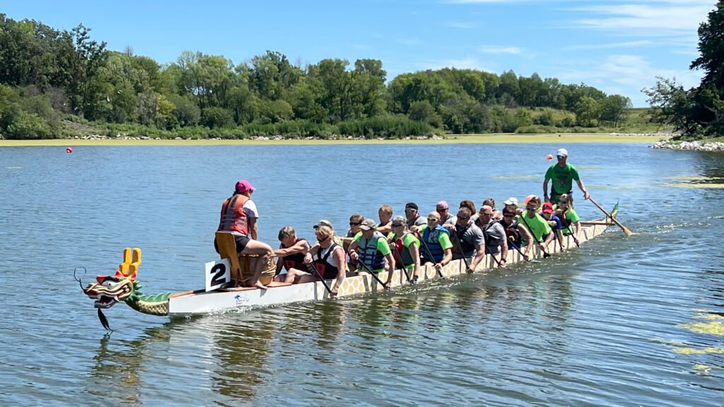 Dragon boat racing at Kennedy Lake near Fort Dodge, Iowa